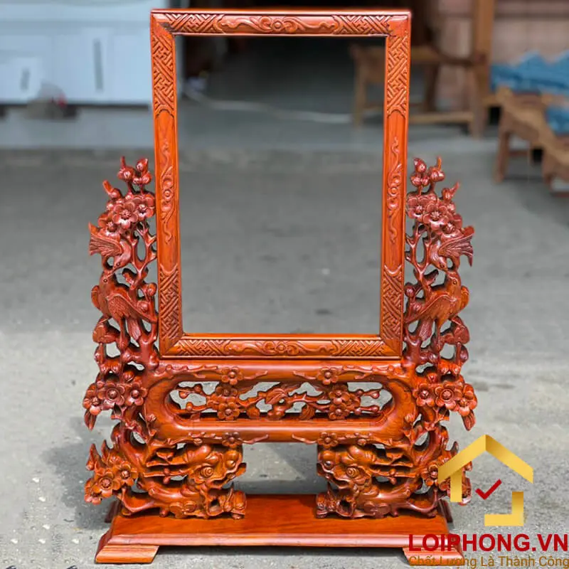 Khung ảnh thờ gỗ hương hoa mai kích thước ảnh 20x30cm